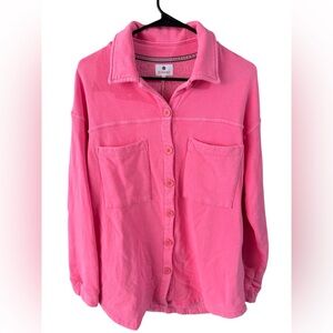 Sundry Oversized Jacket Hot Pink Button Front Cotton Size 0 XS USA